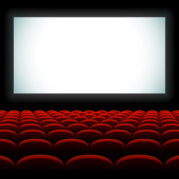 Cinema auditorium with screen and seats