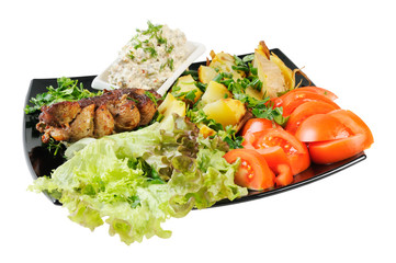 Grilled meat and potatoes