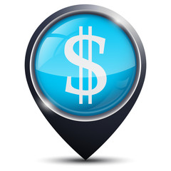 Symbole glossy vectoriel Dollar / Banque