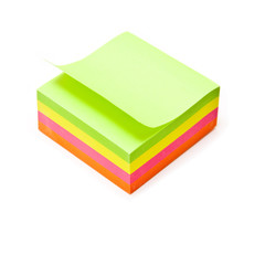 Post-it note isolated on a white studio background.