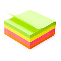 Note pad cube isolated on a white studio background.