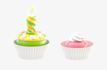 Two glossy cakes isolated