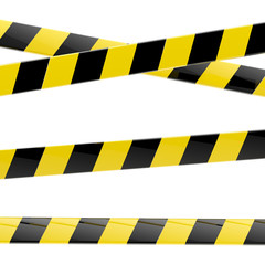 Black and yellow glossy barrier tapes  isolated