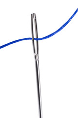 Nadel mit blauem Faden