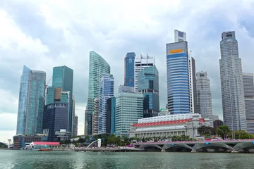 Fotobehang Skyline of Singapore business district © leungchopan