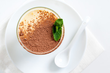 vanilla dessert with cocoa