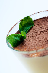 Closeup of vanilla cream dessert