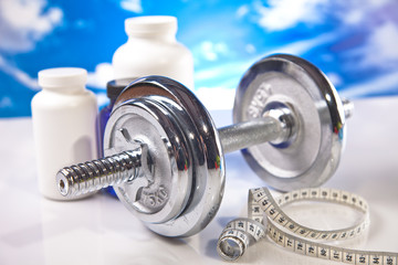 fitness barbell and supplements