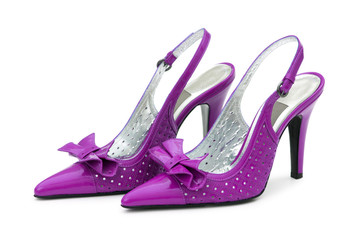 Female shoes on white background