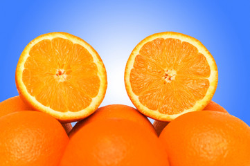 Oranges on the gradient background