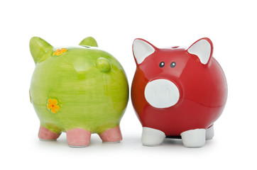 Piggy bank isolated on the white background