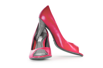 Red female shoes in fashion concept