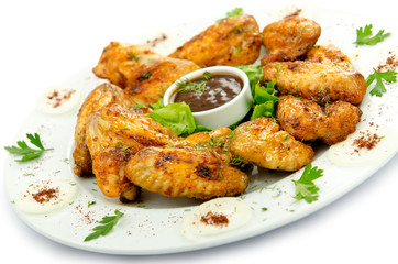 Chicken wings barbeque in the plate