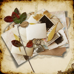 Old cards on the grunge vintage background