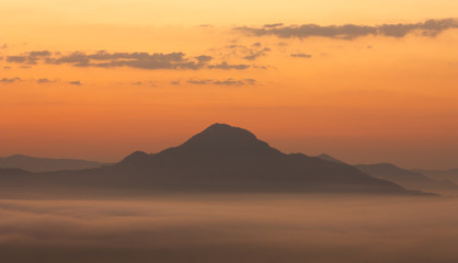 Morning over mountain in northeast of Thailand