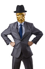 Obraz na płótnie Canvas Businessman with mask concealing his identity
