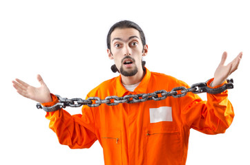 Convicted criminal on white background