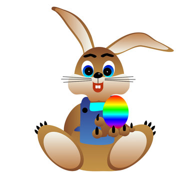 Osterhase pr&auml;sentiert Osterei