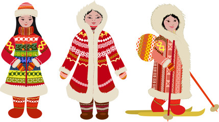 Female northern people in costumes