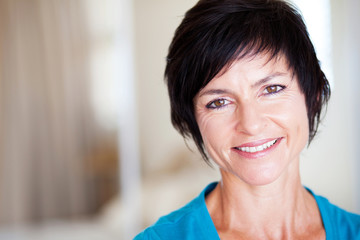 closeup portrait of elegant middle aged woman portrait