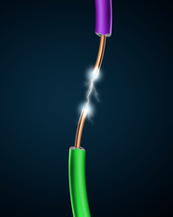 Electric cord with electricity sparkls