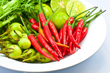 Red chilli with fresh vegetables