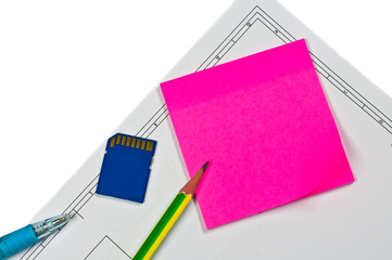 Note paper from work desk in the office