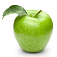 Green apples Isolated on a white background + Clipping Path .