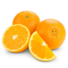 Orange fruit isolated on white background + Clipping Path