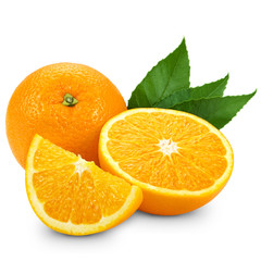 Orange fruit isolated on white background + Clipping Path