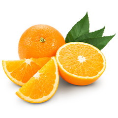 Orange fruit isolated on white background + Clipping Path