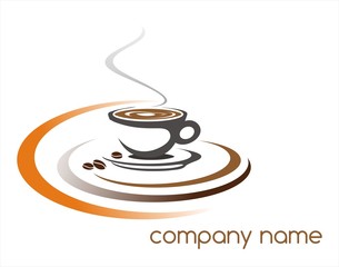 hot coffee , cafeteria , logo design