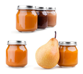 Baby puree on white background