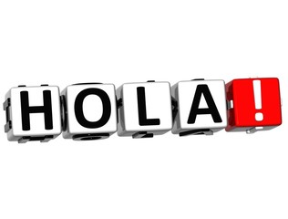 3D Hola block text on white background