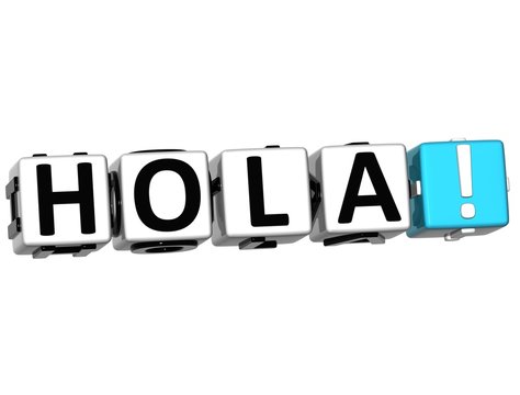3D Hola block text on white background