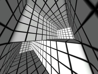 3d render white tiled labyrinth