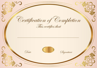 Certificate of completion template. Vector