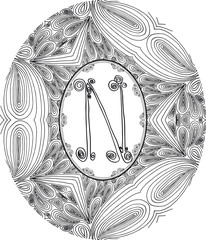 Naklejka premium Hand draw font. Letter N. Vector illustration