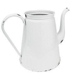 White enamel coffee pot isolated on white