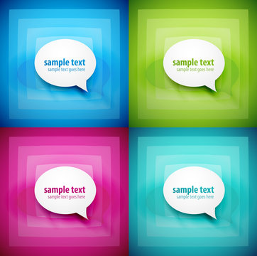 Paper speech bubble background set
