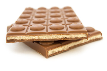 Chocolate filled Caramel toffee isolated on white background