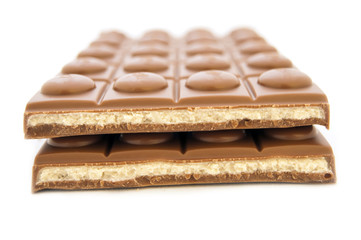 Chocolate filled Caramel toffee isolated on white background