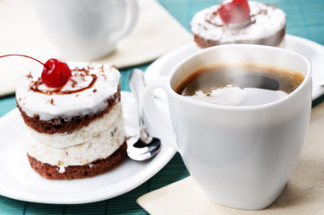 Cake and coffee cup