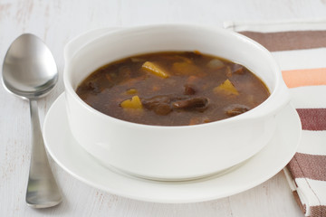 mushroom soup in the bowl
