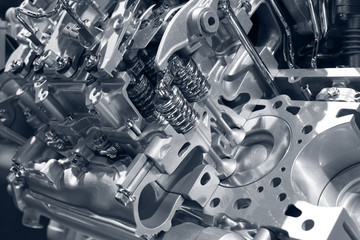 Cross-section of new car engine concept. - obrazy, fototapety, plakaty