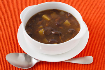 mushroom soup in the bowl