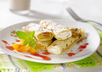Sweet crepes and cocoa