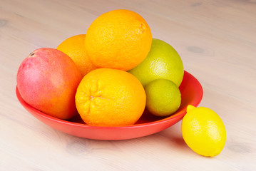 tropical fruit in a bowl on the table