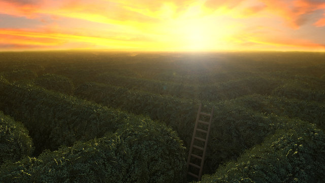Unendliches Labyrinth im Sonnenaufgang