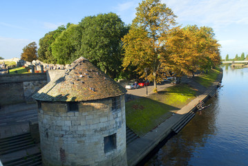 The River Ouse and the Town Walls in York England